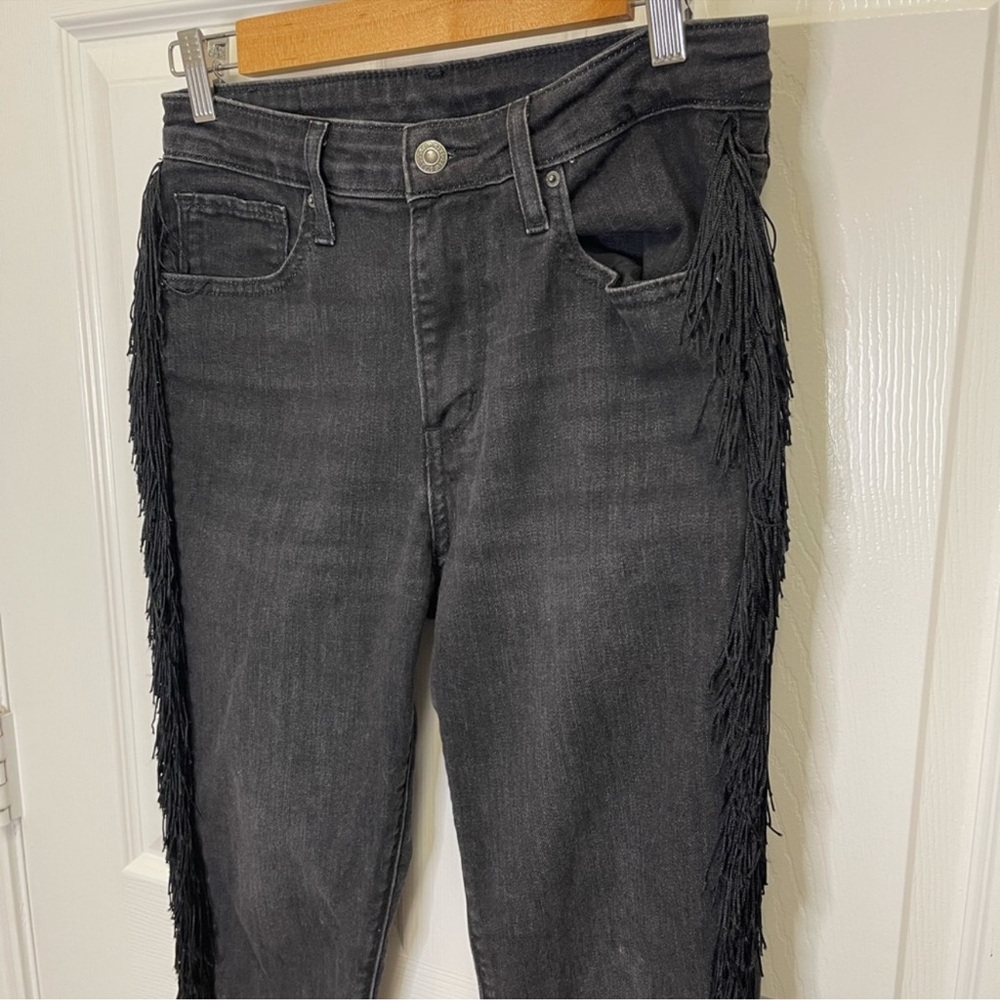 Levi's Charcoal Fringe Straight Leg Jeans